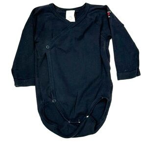 Polarn O Pyret Wrap Bodysuit Size 62 (2–4M) Navy Long Sleeve Baby One Piece
